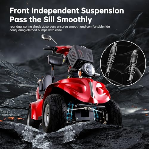 Red 1000W 4 Wheel Mobility Scooter with Adjustable Seat U228