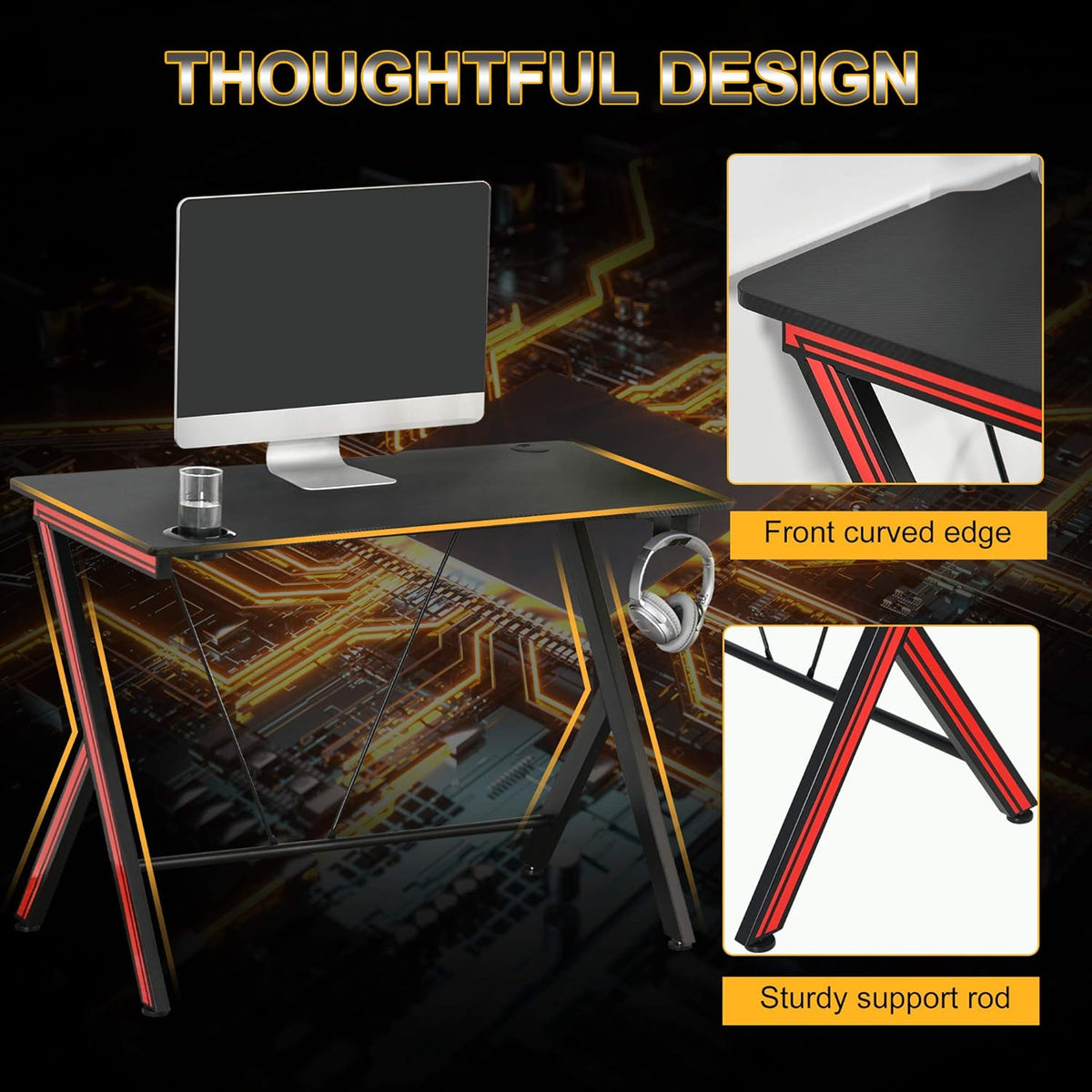 47 inch Gaming Computer Desk with Cup Holder L384