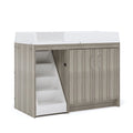 Toddler Walk Up Baby Changing Table with Stairs and Storage, Wood Laminate Finish, Elm Gray Q909774