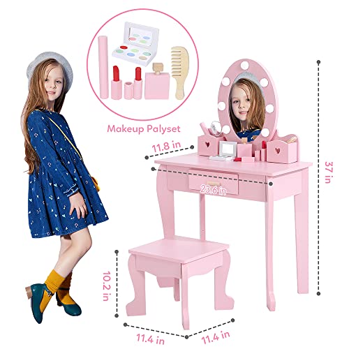 Kids Vanity Set with Mirror and Chair V423213