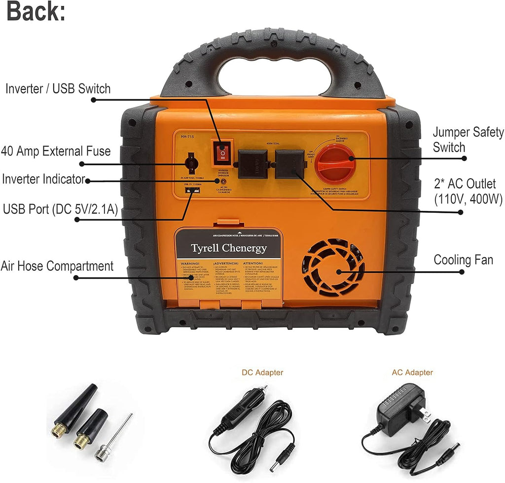Portable Car Jump Starter 1400 Amp Power Station with AC Outlets 400W X761056