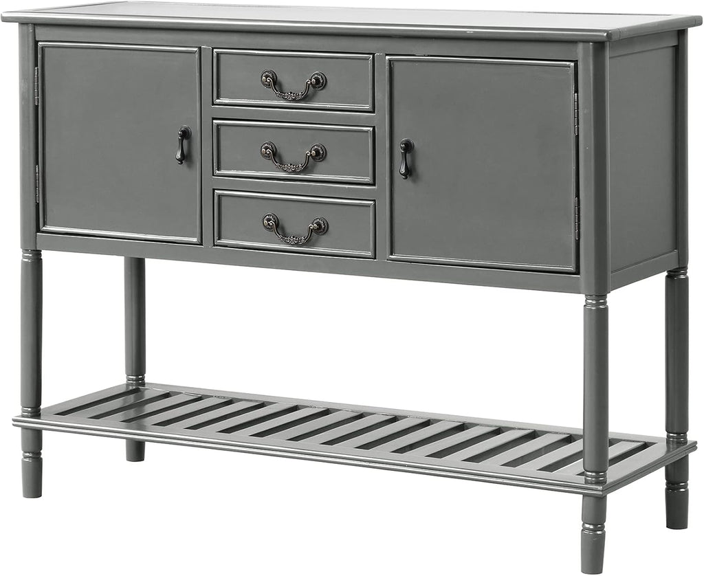 Solid Wood Console Table with 3 Drawers, 2 Cabinet and 1 Shelf J378