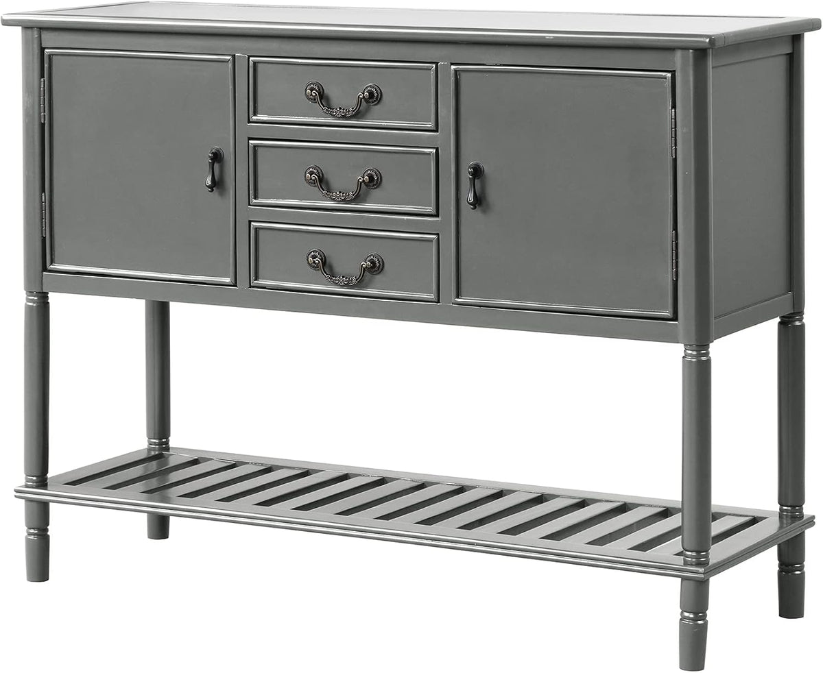 Solid Wood Console Table with 3 Drawers, 2 Cabinet and 1 Shelf J378