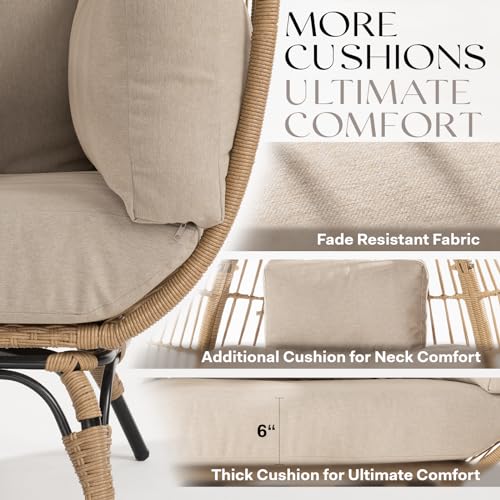 Black Wicker Egg Chair with Cushion G576074