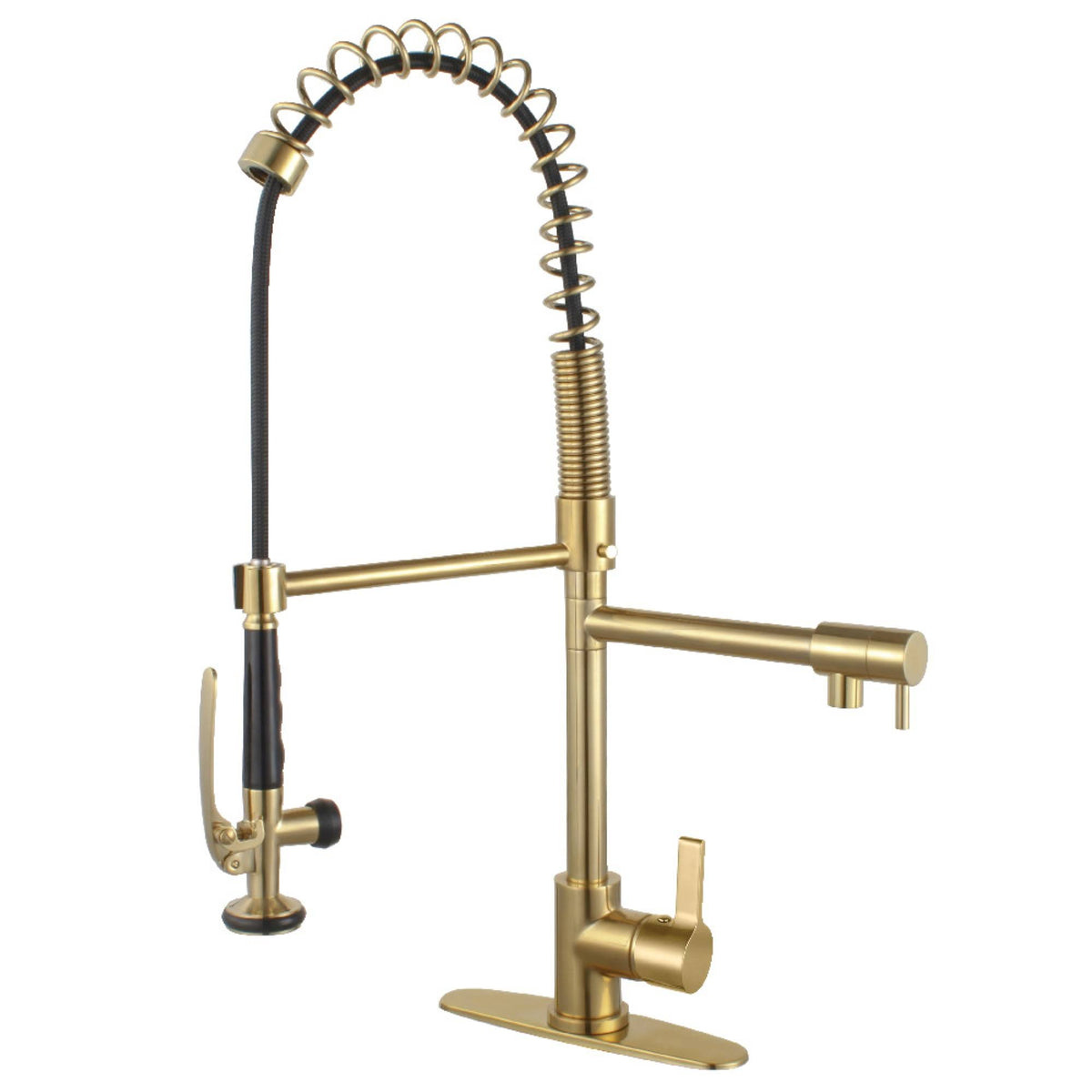 Single-Handle Pre-Rinse Kitchen Faucet Brushed Brass F24254