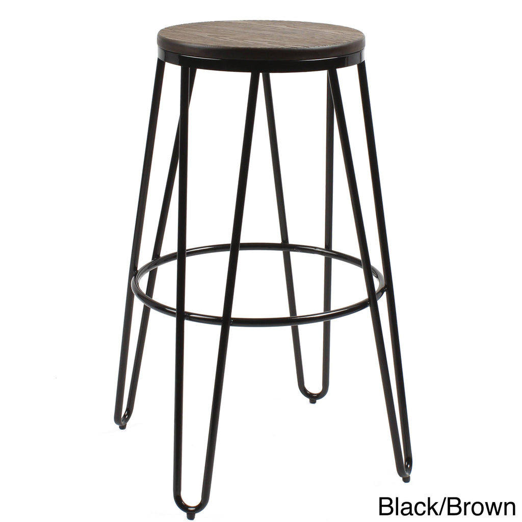 White Wood and Metal Bar Stools Set of 4 W760744