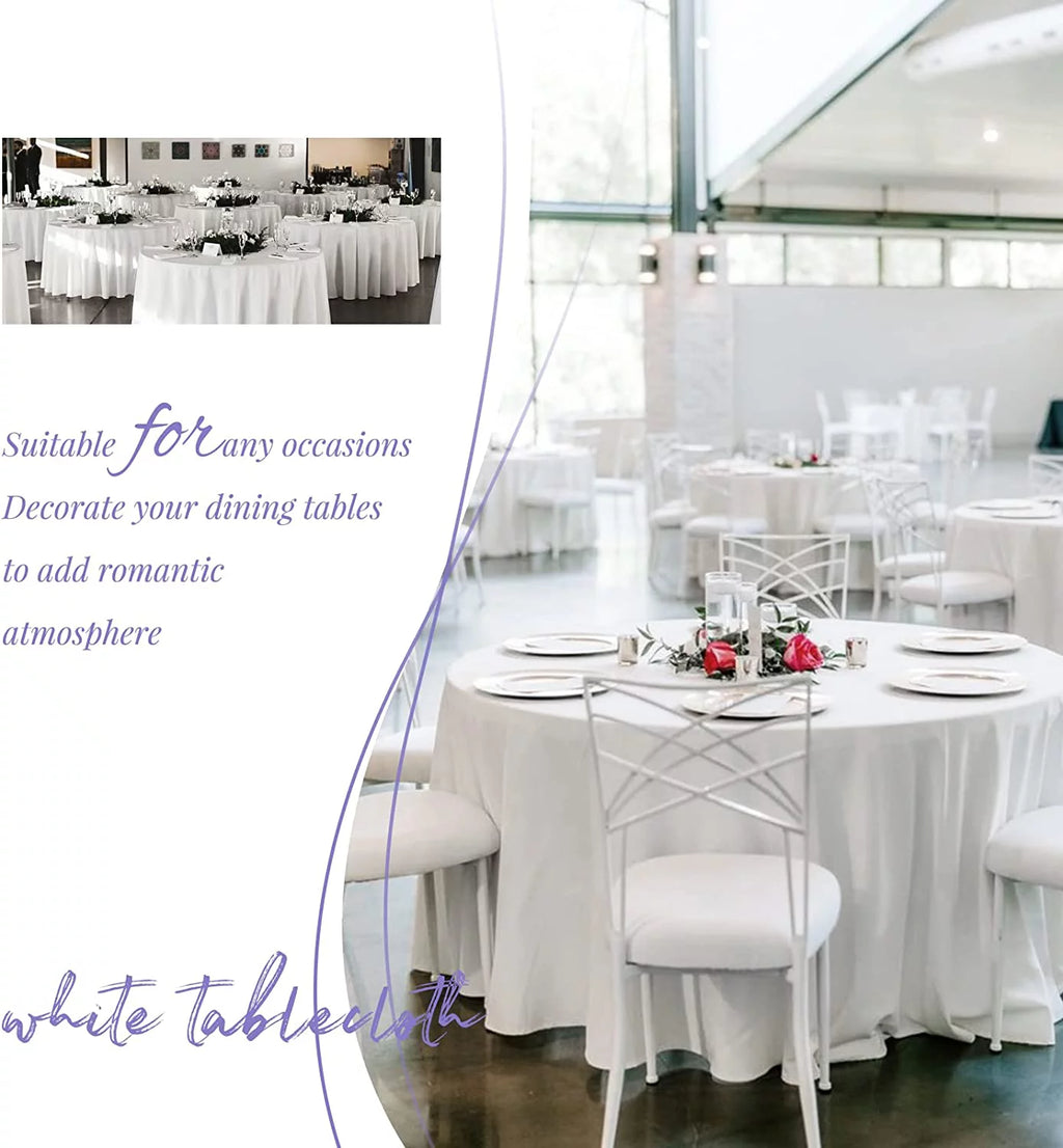 8 Pack 120 Inch White Round Polyester Tablecloth R97103