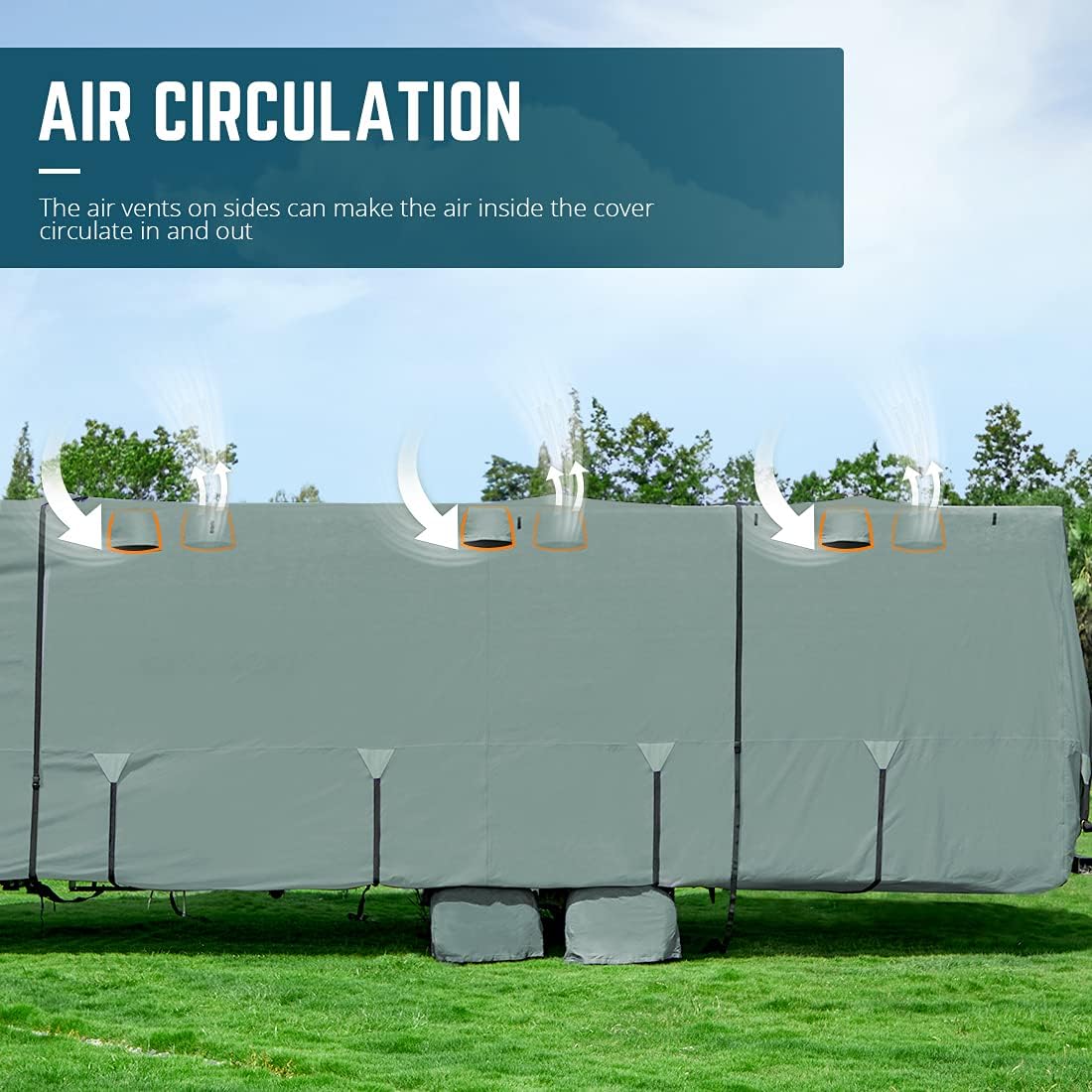 Extra-Thick 4 Layers Travel Trailer RV Cover with Tire Covers P738039