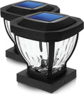 Solar Glass LED Post Cap Lights Black 2-Pack F124292