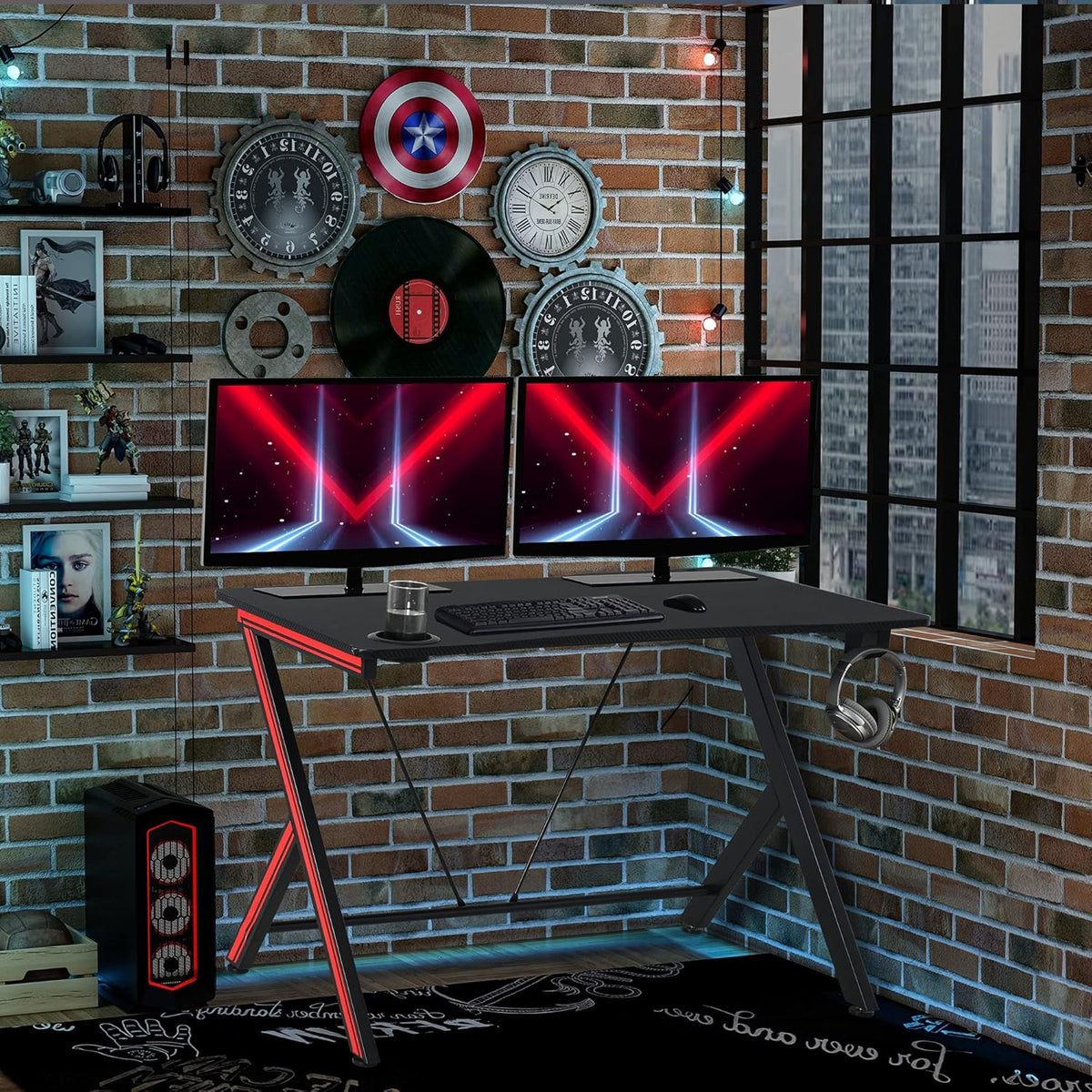 47 inch Gaming Computer Desk with Cup Holder L384