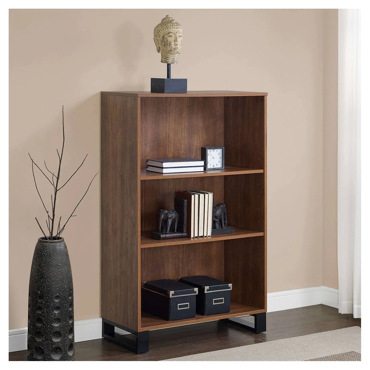 3 Shelf Bookcase Light Walnut C791754