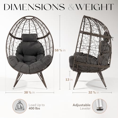 Black Wicker Egg Chair with Cushion G576074