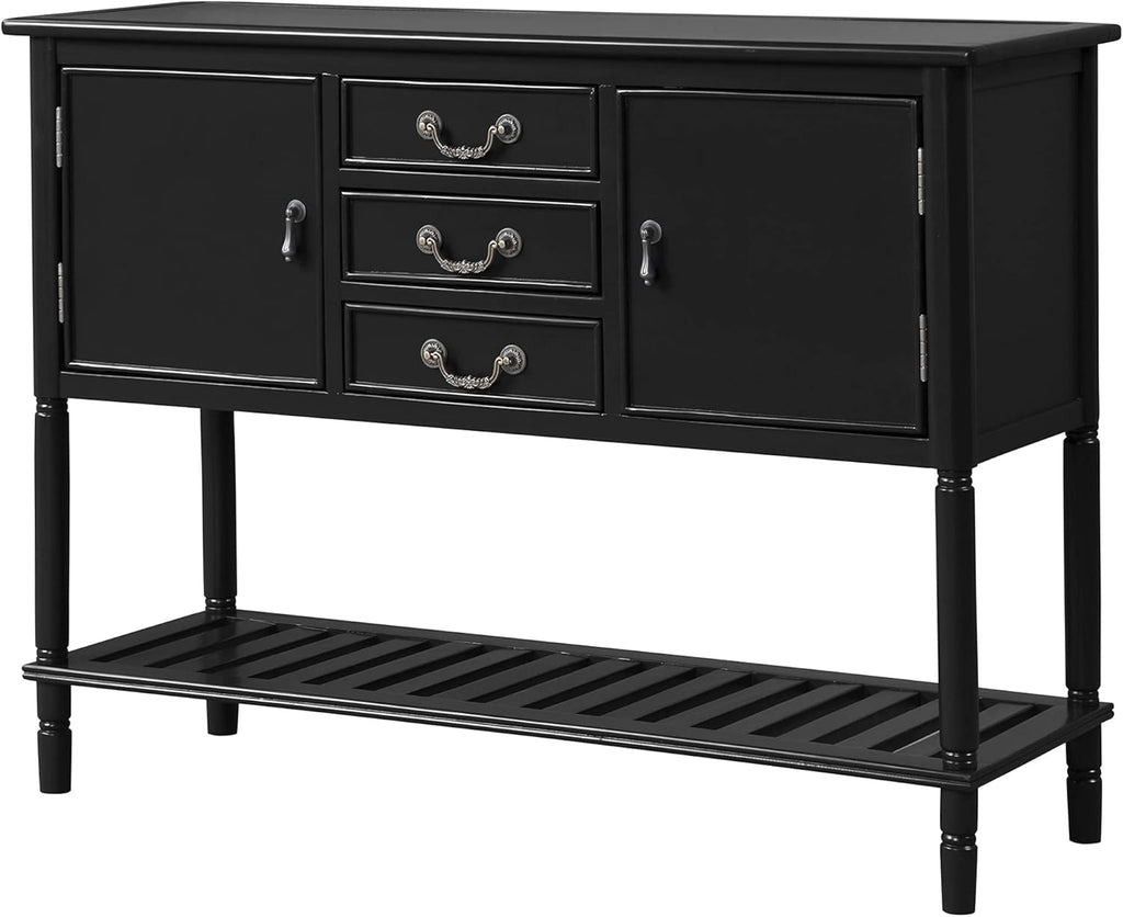 Solid Wood Console Table with 3 Drawers, 2 Cabinet and 1 Shelf J378
