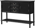 Solid Wood Console Table with 3 Drawers, 2 Cabinet and 1 Shelf J378