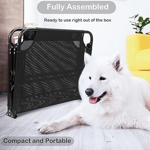 Raised Dog Bed Cot with Canopy Shade Tent & Bolster, Portable Chew-Resistance Cooling Pet Bed L170443