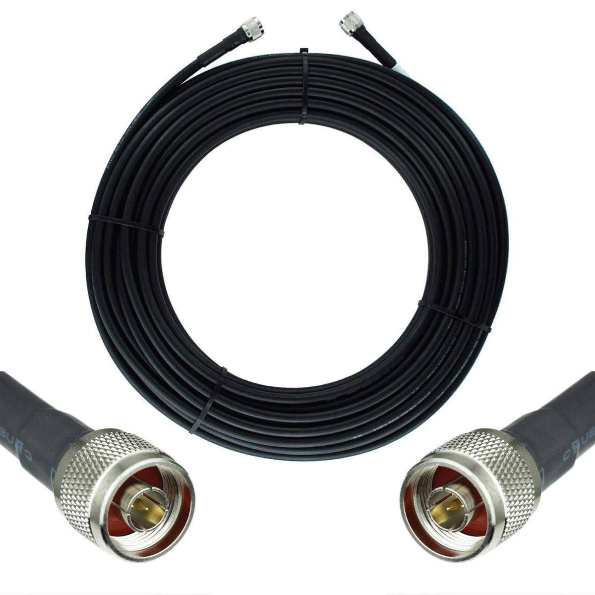 50-ohm N-Male to N-Male Black Coax Cable 60ft L91037