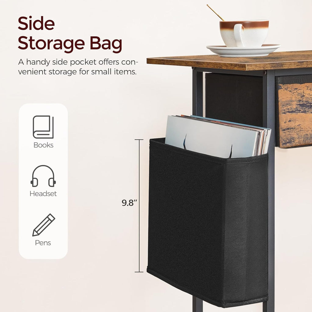 Rustic Brown Rolling Printer Cart with Storage Drawer N856