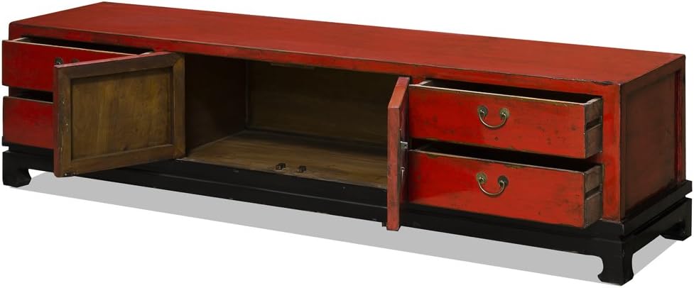 Distressed Red Media Cabinet C6147
