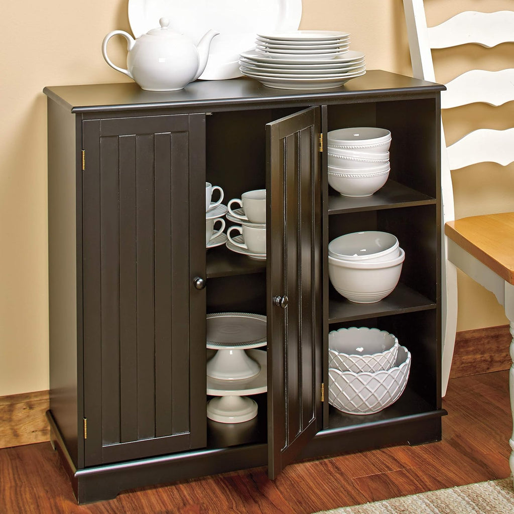 Black Beadboard Buffet Cabinet M73685