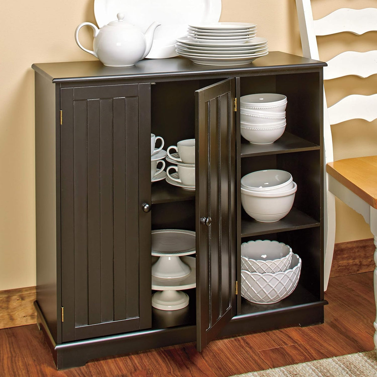 Black Beadboard Buffet Cabinet M73685
