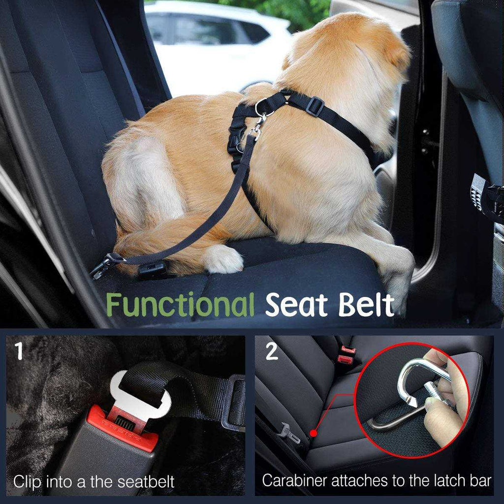 Adjustable Soft Padded Mesh Dog Vehicle Safety Vest Harness with Travel Strap and Carabiner K157004