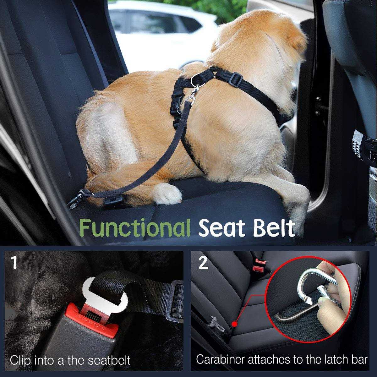 Adjustable Soft Padded Mesh Dog Vehicle Safety Vest Harness with Travel Strap and Carabiner K157004