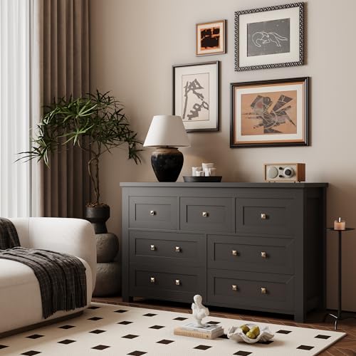 Black 7 Drawer Wood Dresser V273609