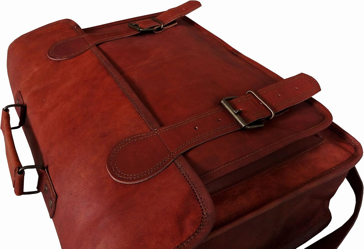 18 Inch Leather Messenger Bag Laptop Briefcase Satchel D500527