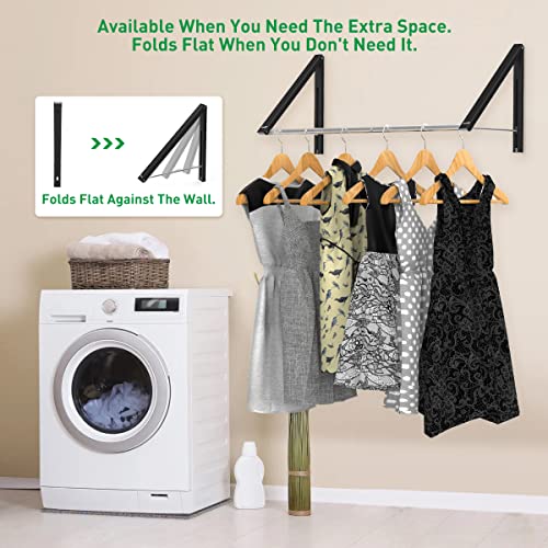 White Wall Mounted Folding Aluminum Clothes Drying Rack L936468