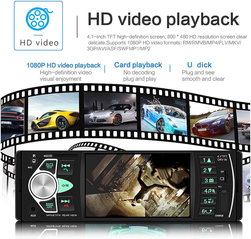 Single Din Car Stereo with Backup Camera U738