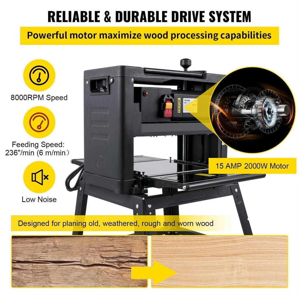 13 Thickness Planer 1800W 8000RPM Woodworking Planer with Iron Stand U87109