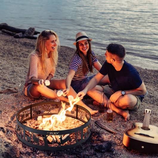 36x22 Metal Fire Pit Ring with Poker S268