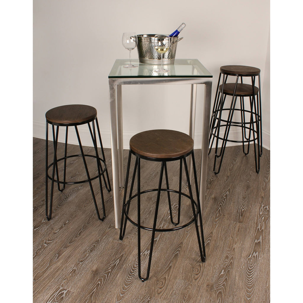 White Wood and Metal Bar Stools Set of 4 W760744