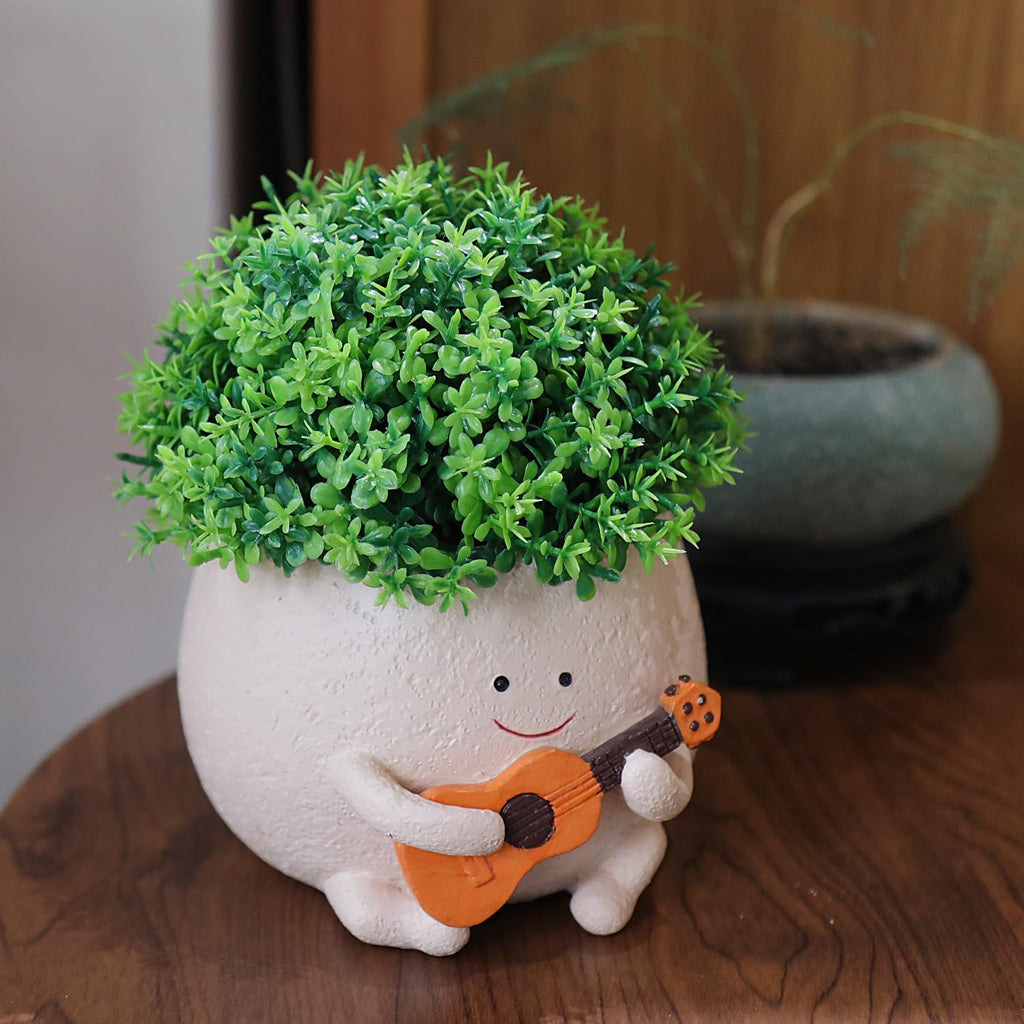 Smiley Guitar Head Succulent Pots with Drainage Hole K51375