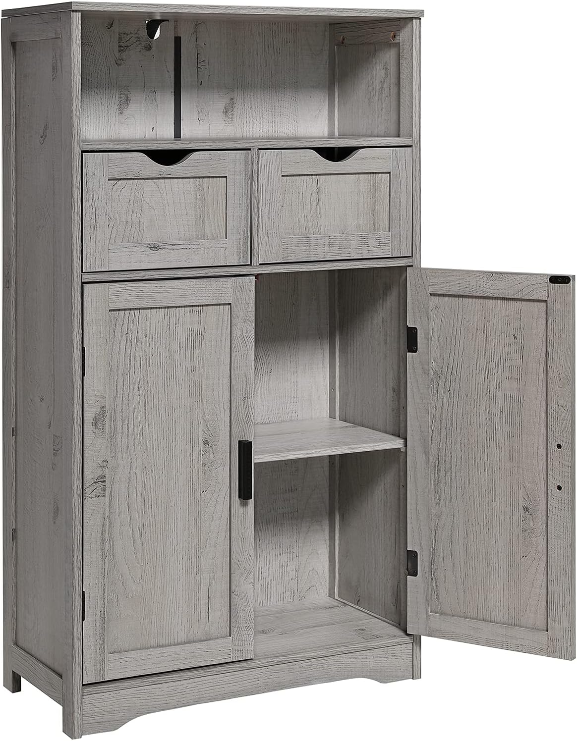 Grey Storage Cabinet with 2 Drawers and 2 Shelves Q51342