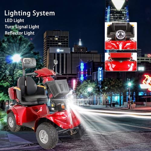 Red 1000W 4 Wheel Mobility Scooter with Adjustable Seat U228