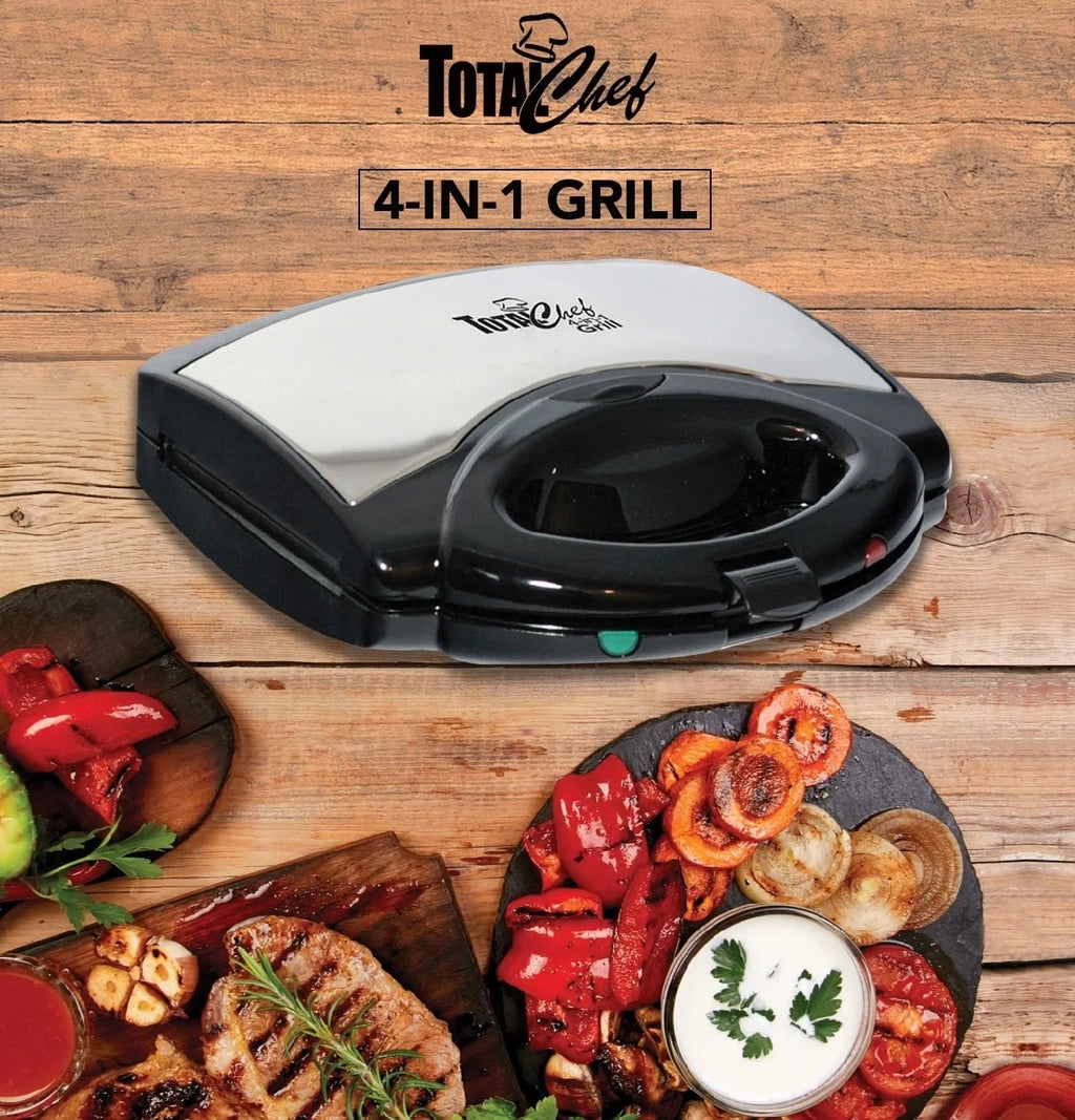 4-in-1 Waffle Maker with Removable Non-Stick Cast Iron Plates R4707