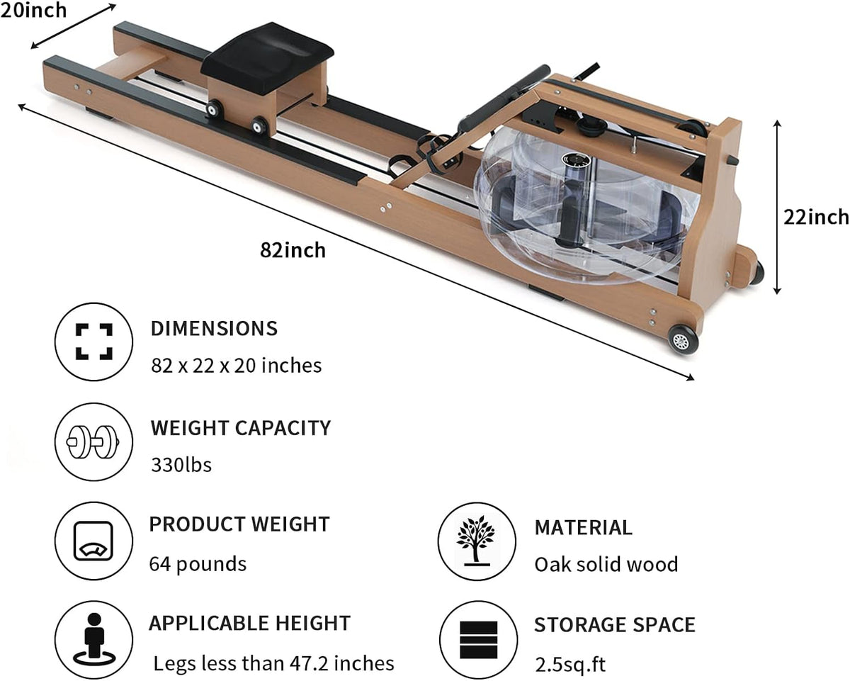 Water Rowing Machine with Bluetooth Monitor F595459