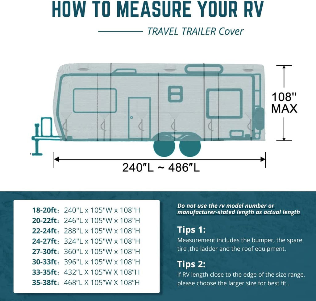 Extra-Thick 4 Layers Travel Trailer RV Cover with Tire Covers P738039