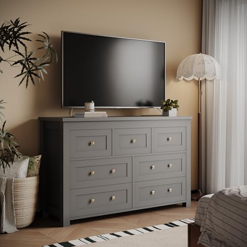 Black 7 Drawer Wood Dresser V273609