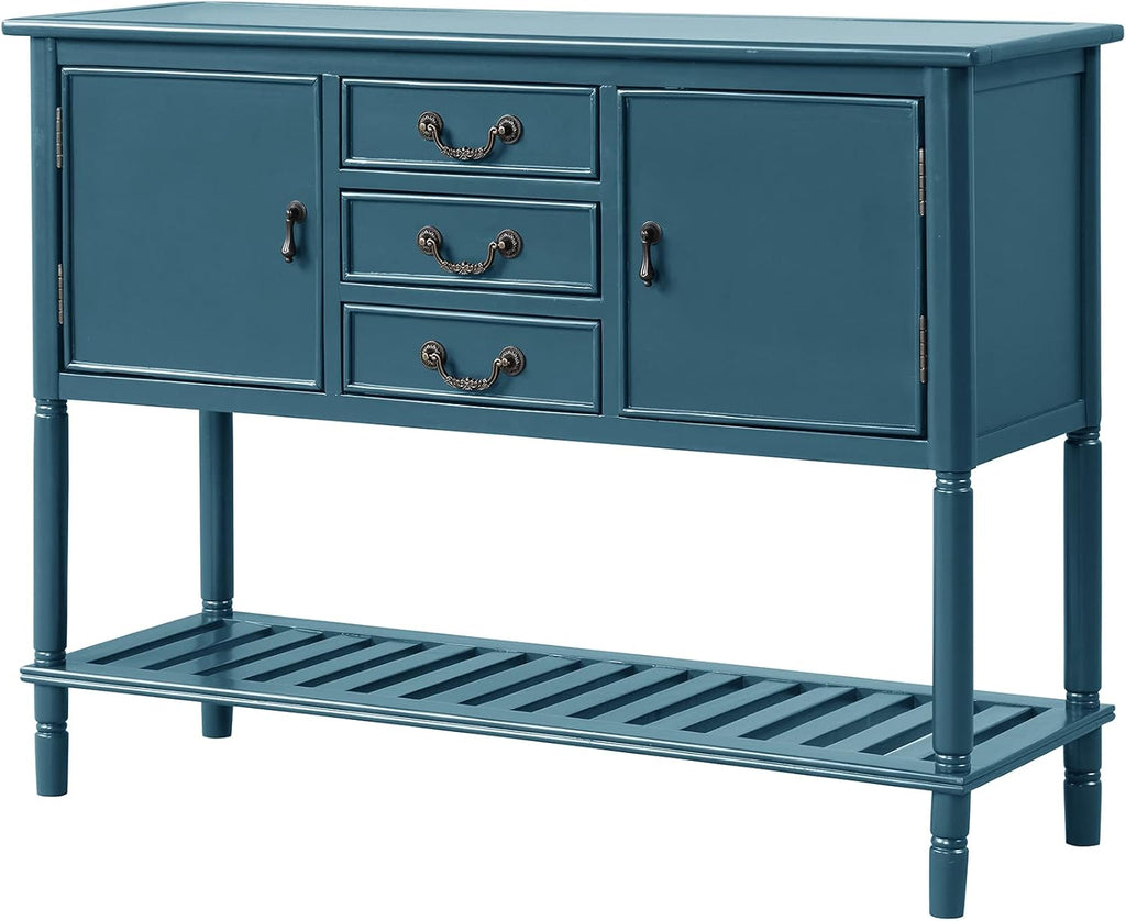 Solid Wood Console Table with 3 Drawers, 2 Cabinet and 1 Shelf J378