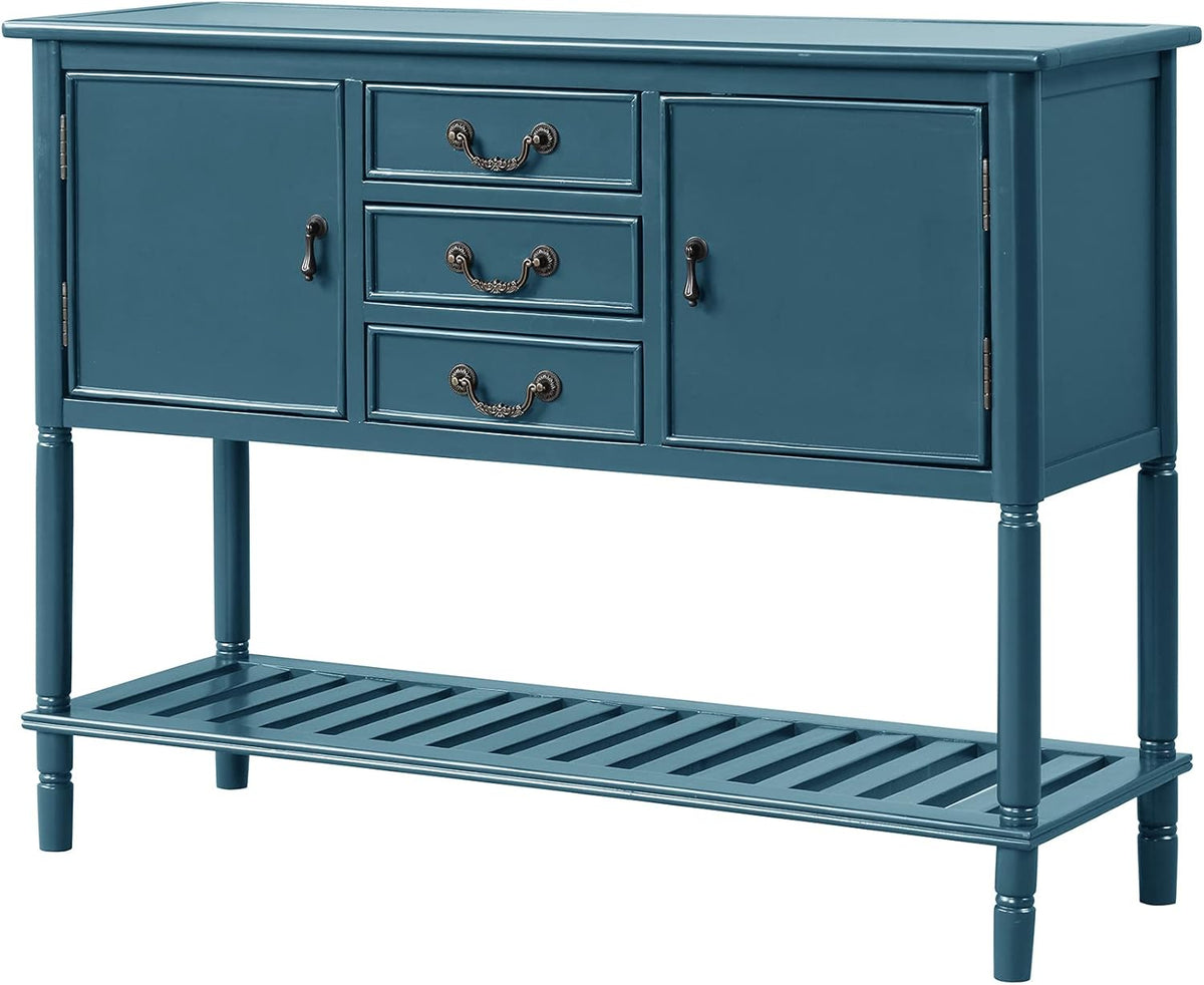 Solid Wood Console Table with 3 Drawers, 2 Cabinet and 1 Shelf J378