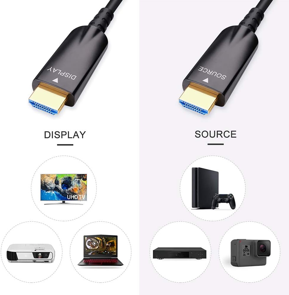 75ft Fiber Optic HDMI Cable 4K 30Hz 1080p 60Hz Black T7634