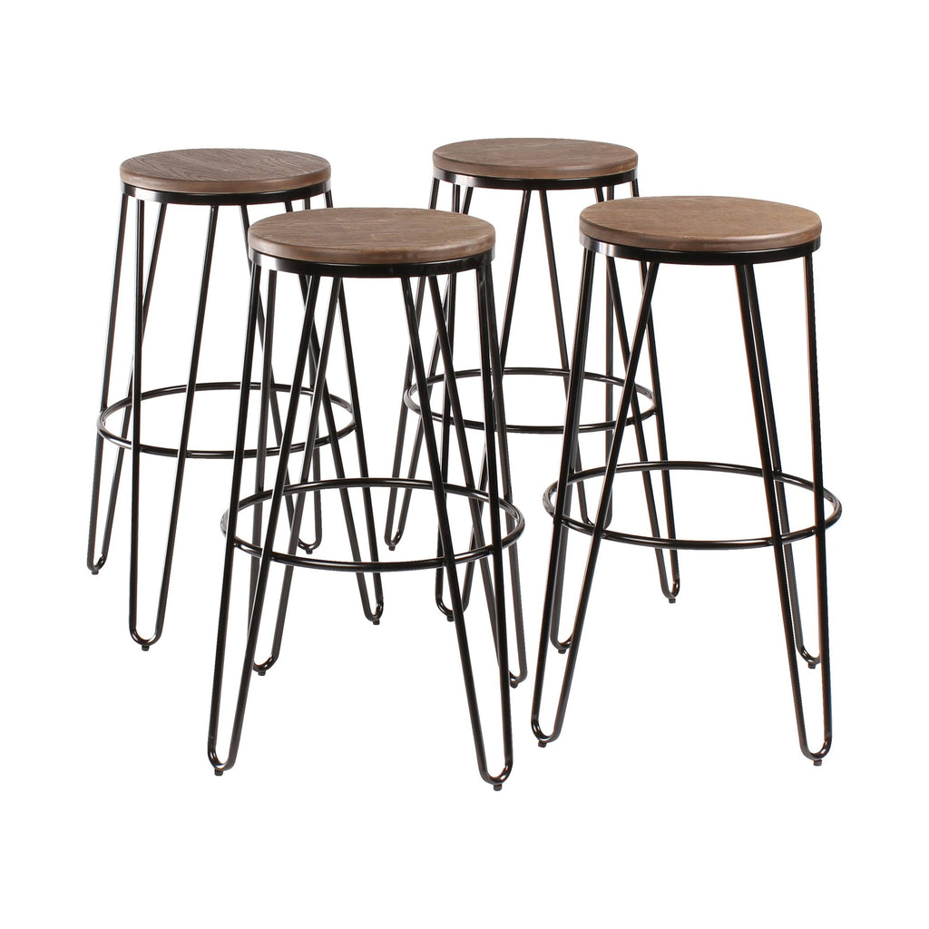 White Wood and Metal Bar Stools Set of 4 W760744