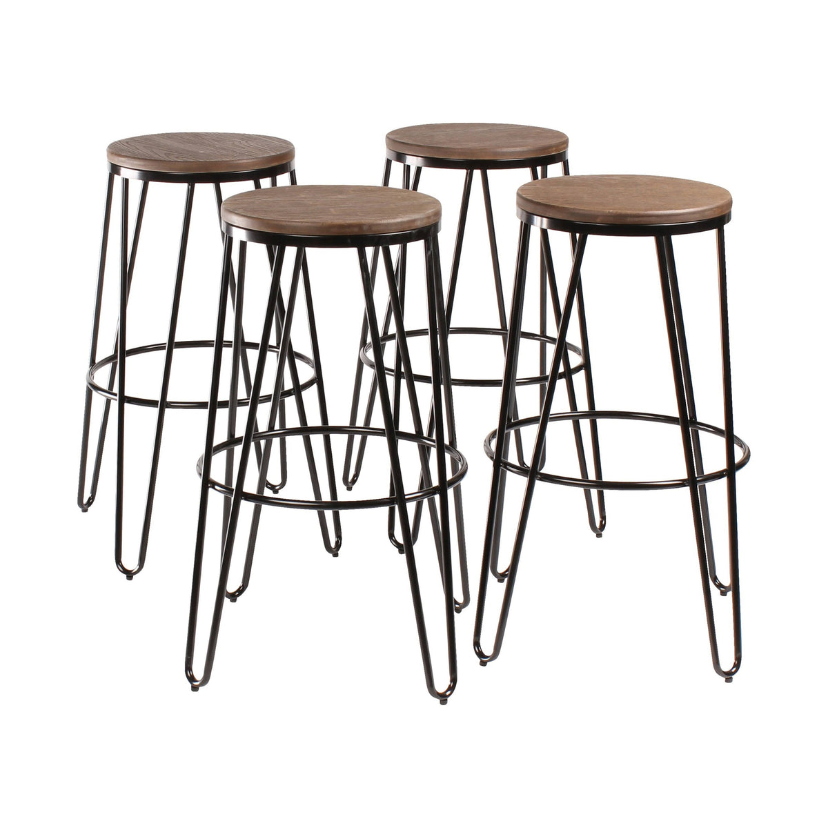 White Wood and Metal Bar Stools Set of 4 W760744