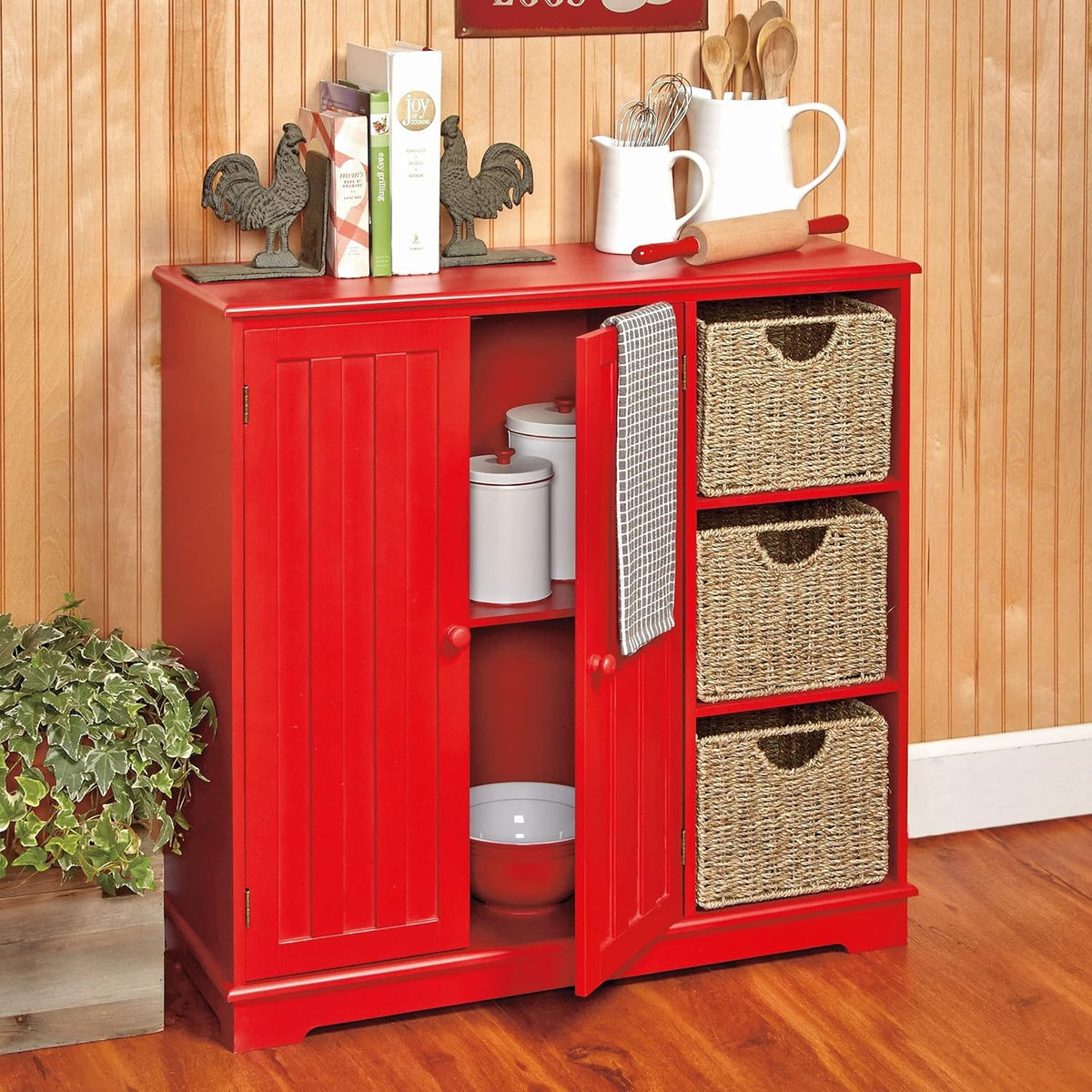 Black Beadboard Buffet Cabinet M73685