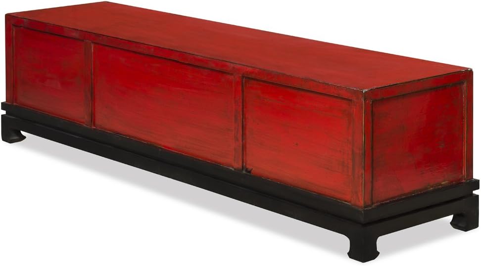Distressed Red Media Cabinet C6147