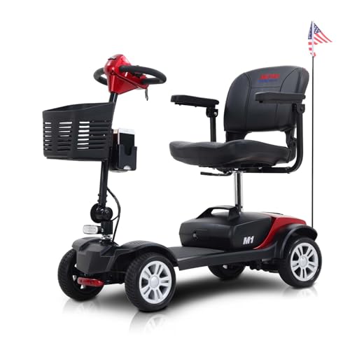 Red Foldable Electric Mobility Scooter with Basket V262933