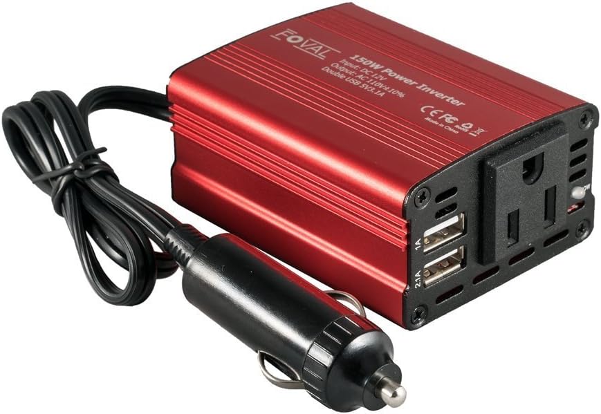 150W Car Power Inverter 12V DC to 110V AC Converter with 3.1A Dual USB, Pack of 2 W87901