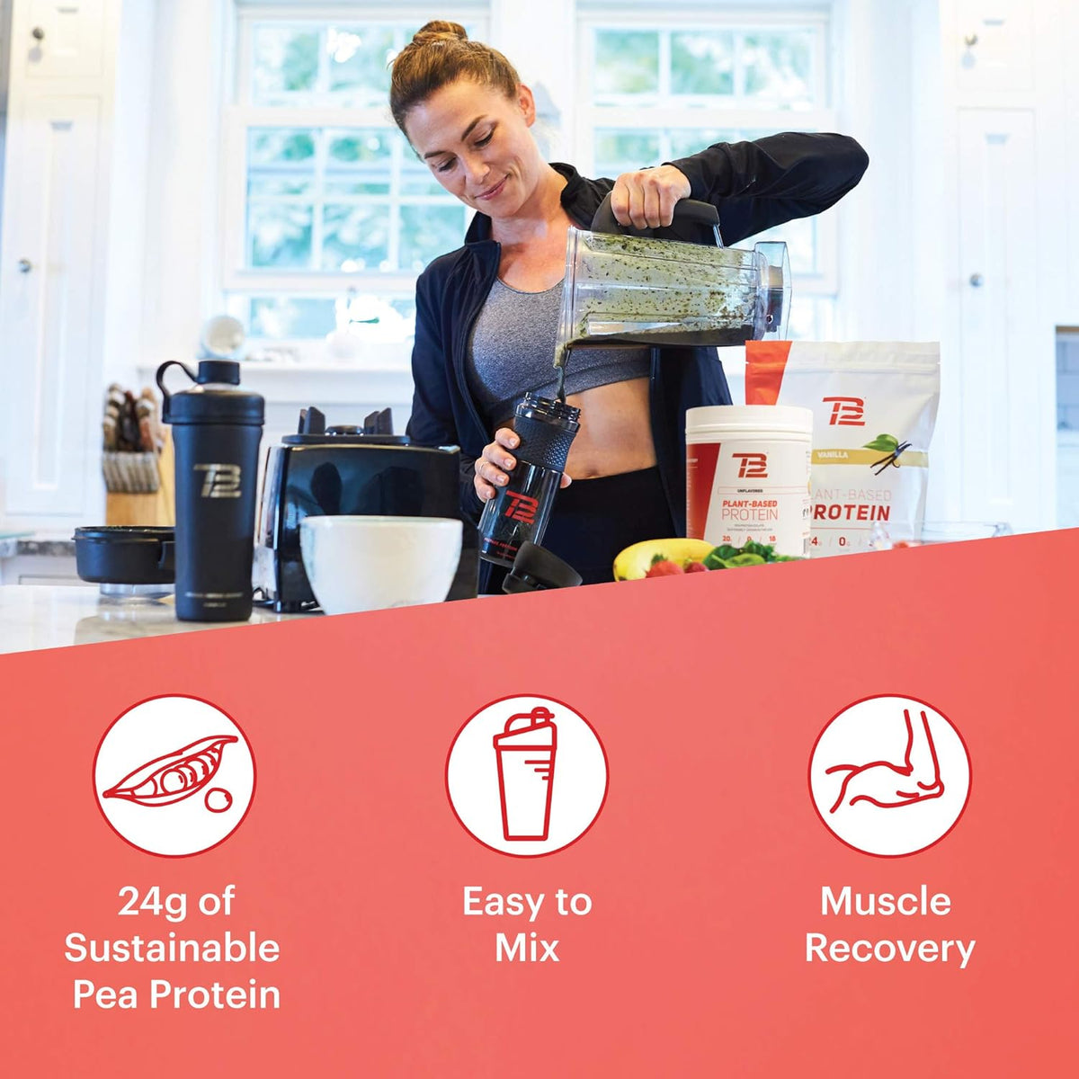 Vanilla Plant Based Pea Protein Powder, 18 Servings, Pack of 2 D3712